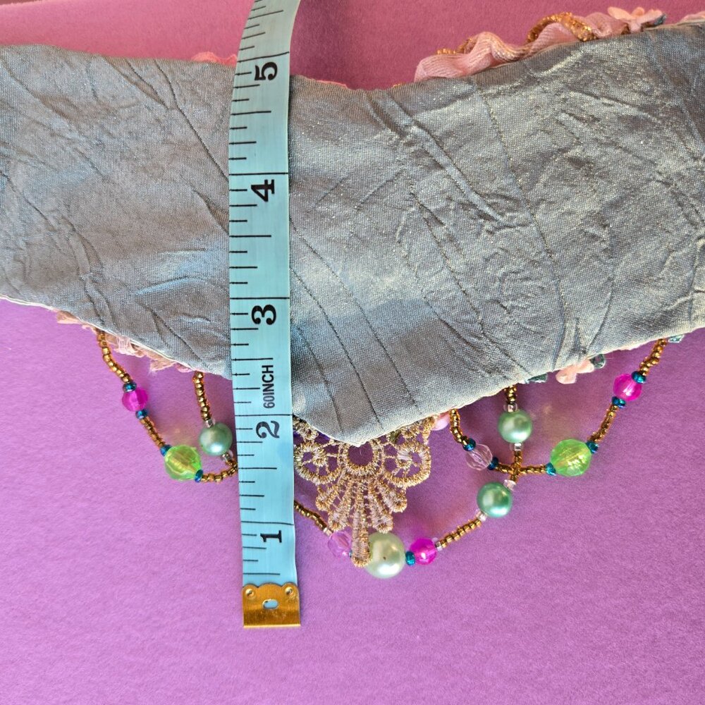 Handmade Pink Rose Embroidered Victorian-style Choker Collar Fairycore - Picture 8 of 10